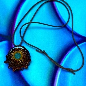 Glowing Malachite pinecone pendant
necklace!